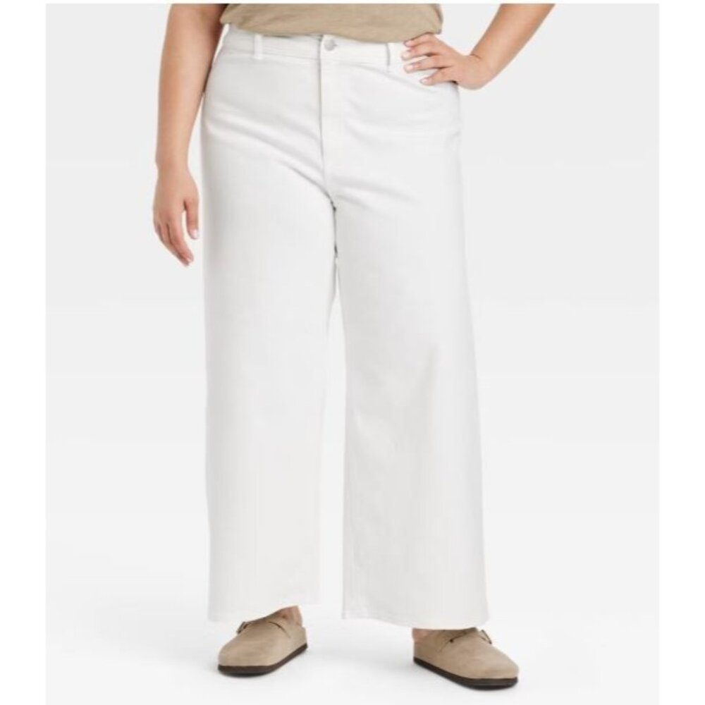 Women's High-Rise Sailor Wide Leg Ankle Jeans Universal Thread Sz 17 WHITE NWT